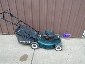 Craftsman 6.0 hp self propelled mower with bagger. Used condition. Tested & works. As shown.