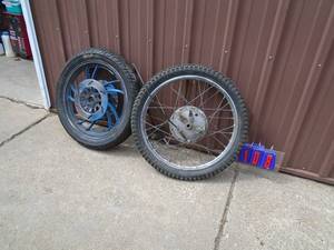 lot 108 image: Qty of 2 motorcycle tires. Size 1109019. 3.00 x 21. As shown.
