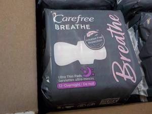 lot 102 image: 8 ct Carefree Breathe Feminine Pads...