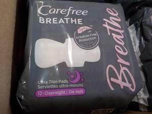 lot 103 image: 8 ct Carefree Breathe Feminine Pads...