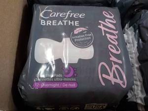 lot 104 image: 8 ct Carefree Breathe Feminine Pads...