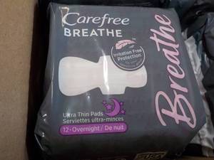 lot 105 image: 8 ct Carefree Breathe Feminine Pads...