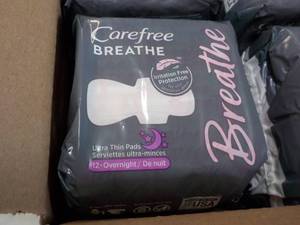 lot 106 image: 8 ct Carefree Breathe Feminine Pads...
