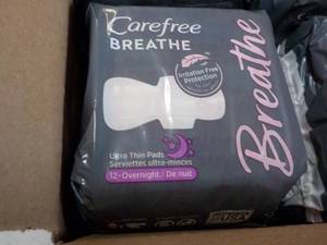 lot 108 image: 8 ct Carefree Breathe Feminine Pads...