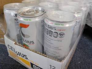 lot 207 image: 12 ct Celsius Non-Carbonated Peach ...