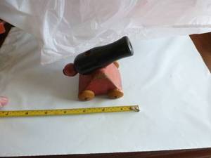 lot 42 image: vintage wood toy cannon