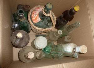 lot 74 image: 2 Boxes of vintage jars and cans