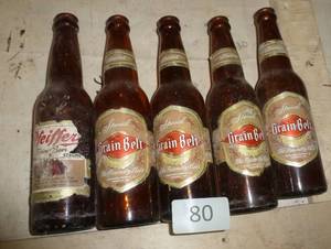 lot 80 image: vintage Grain Belt beer bottles