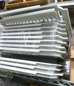lot 106 image: FIFTEEN Halves of Metro Max Q shelves, plus some dividers and label holders, caps for the top of posts