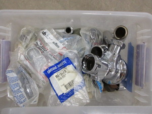 lot 185 image: CHICAGO FAUCET, FAUCET PARTS AND SLOAN TOILET PARTS - NEW
