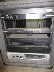 lot 223 image: DJ  CONTROL CENTER RACKSYSTEM WITH COMPONENTS.