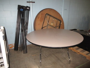 lot 258 image: ROUND FOLDING TABLES