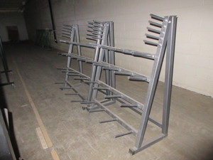 lot 279 image: GRAY STEEL WEIGHT STORAGE RACKS