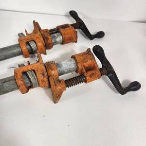 2 Metal Bar Clamps 1" Round 42" Long Great Condition