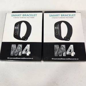 lot 11 image: Lot Of Two New Black Smart Bracelets M4 HD Color Screen 45 Day Battery Life