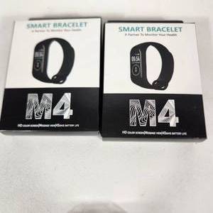 lot 14 image: Lot Of Two New Black Smart Bracelets M4 HD Color Screen 45 Day Battery Life