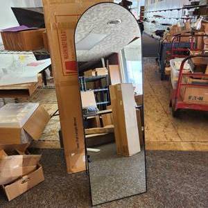 lot 23 image: New Open Box Full Length Mirror Black Boarder 63 12 Tall Can Hang Or Has Stand