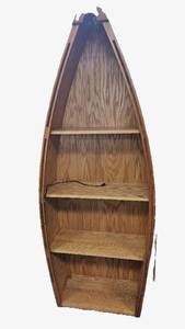 Wood Boat Shelf Display(has light on top)86"Tx 31 1/2W
