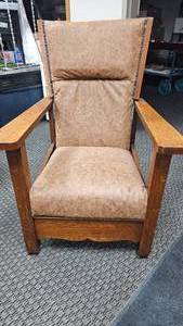 lot 13 image: Luxury, Grand Rapids Vintage Reclining Chair, Springs Redone, Re-Upolstered