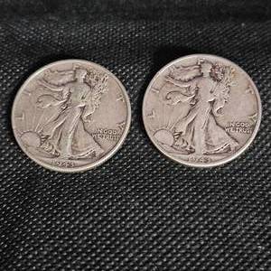 lot 19 image: (2) 1943 Walking Liberty 50C