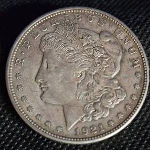 lot 21 image: 1921  Morgan, VF Silver Dollar