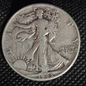 lot 27 image: (2) 1943 Walking Liberty 50C