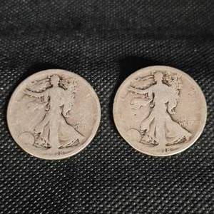 lot 63 image: (2)1918 Walking Liberty Half Dollar