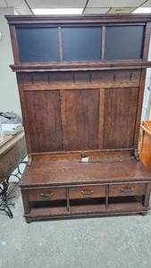lot 4 image: Entry Coat RackBench with Three Drawers and Outlet 4 W and 6 Tall