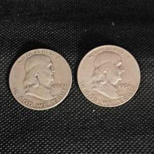 lot 76 image: (2)1954 Franklins-50c