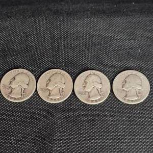 lot 95 image: (4) 1945 Washington 25c