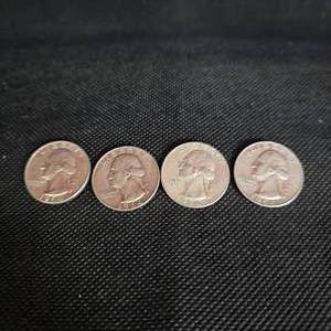 lot 114 image: (4) 1964 Washington 25c