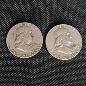 lot 116 image: (2) 1953 Franklins 50c