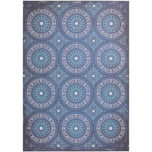 lot 98 image: StyleWell Quince NavyBlue 5 x 7 Medallion Vinyl Area Rug