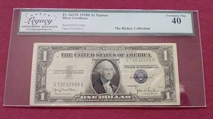 lot 28 image: XF 1935-D Silver Certificate $1 Note From Rickey Collection