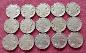 lot 38 image: (15) Buffalo Nickels - All Readable Dates