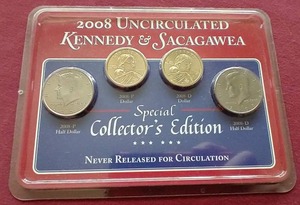lot 40 image: 2008 Uncirculated Kennedy & Sacagawea Coins