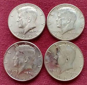 lot 49 image: (4) 90% Silver Kennedy Half Dollars