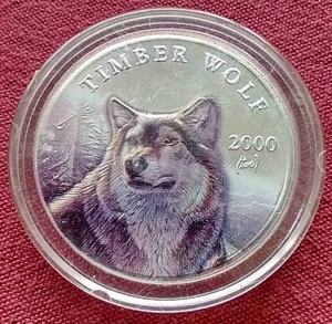 lot 65 image: 2000 Liberia Timber Wolf $10 Coin