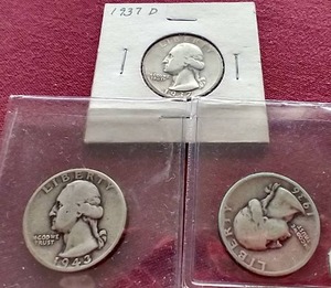 lot 66 image: (3) 90% Silver Washington Quarters
