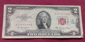 lot 67 image: 1953 Red Seal $2 Note