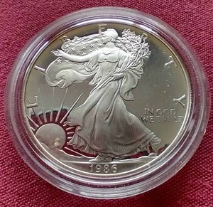 lot 72 image: 1986 Proof American Silver Eagle - First Year