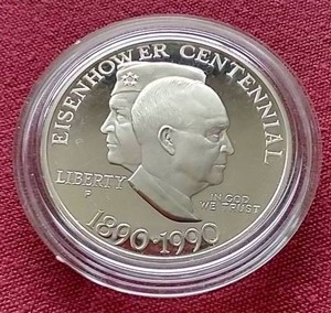 lot 83 image: 1990 Commemorative Eisenhower Silver Dollar