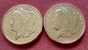lot 97 image: (2) 1 oz Copper Rounds - Morgan Design