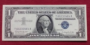 lot 103 image: Crisp & Crease Free 1957-B Silver Certificate $1 Note