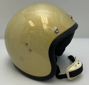 lot 10 image: Vintage 1966 White Metal Flake Helmet With Visor (Size XL)