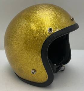 lot 17 image: Vintage 1970s Gold Metal Flake Helmet (Size Unknown)
