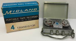 lot 59 image: Vintage Midland Portable Reel To Reel Tape Recorder In Original Box