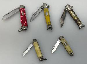 lot 72 image: Misc. Vintage Miniature Pocket Knives Some With Pearl Handles