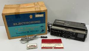 lot 105 image: Vintage Electrohome 3 BW Combination Portable TV  Traveler III