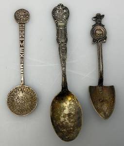 lot 149 image: Misc. Sterling Silver Souvenir Spoons 591.4 Grams Total Weight